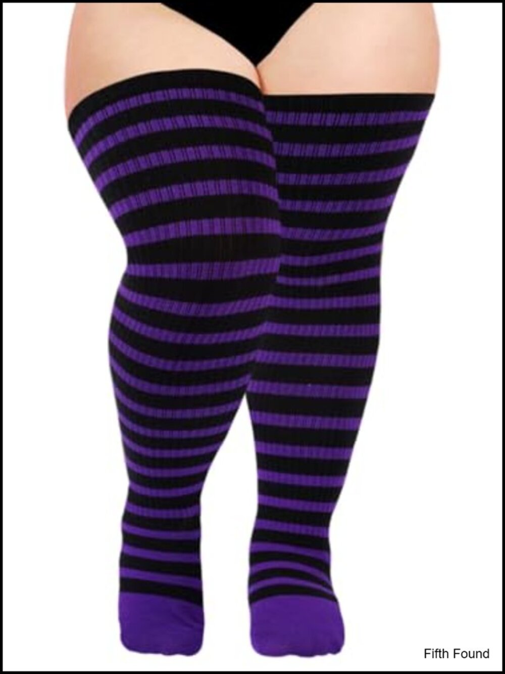 Plus Size Thigh High Socks Cotton Striped Over the Knee Leg Warmers